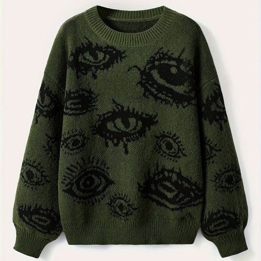 Cool Contrast Color Top All-matching Knitted Sweater