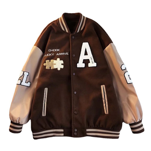 Puzzle Leather Embroidery Jacket